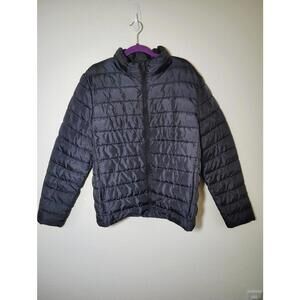 H&M Sz L Men's Puffer Jacket Zip Up pockets Navy Blue